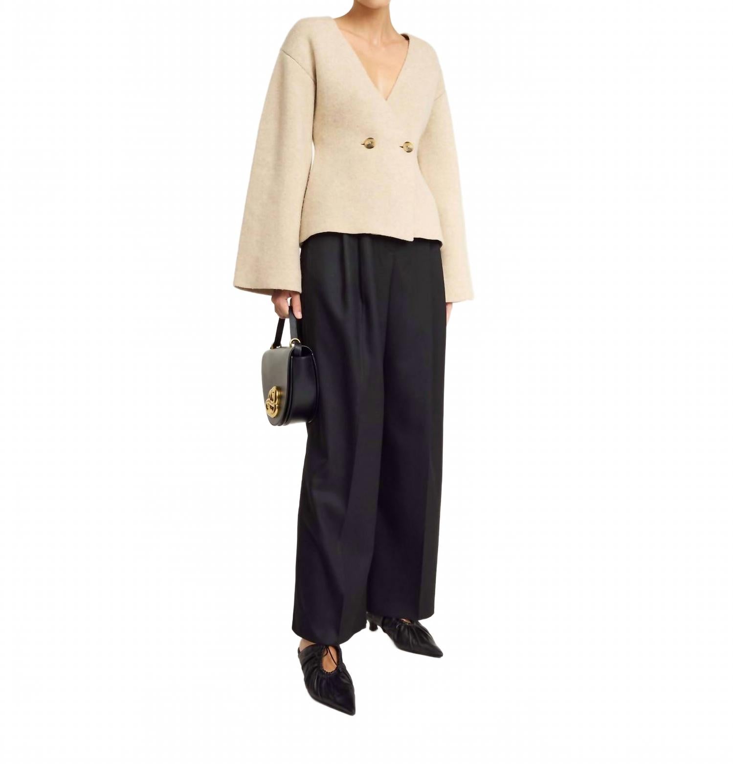 

Кардиган с V-образным вырезом Tinley из шерсти в бежевом цвете By Malene Birger