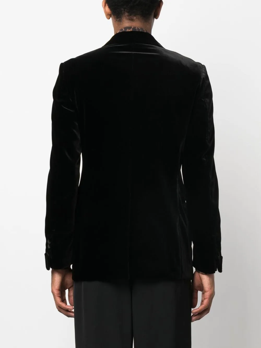 Однобортный бархатный пиджак TOM FORD, черный — фото 4
