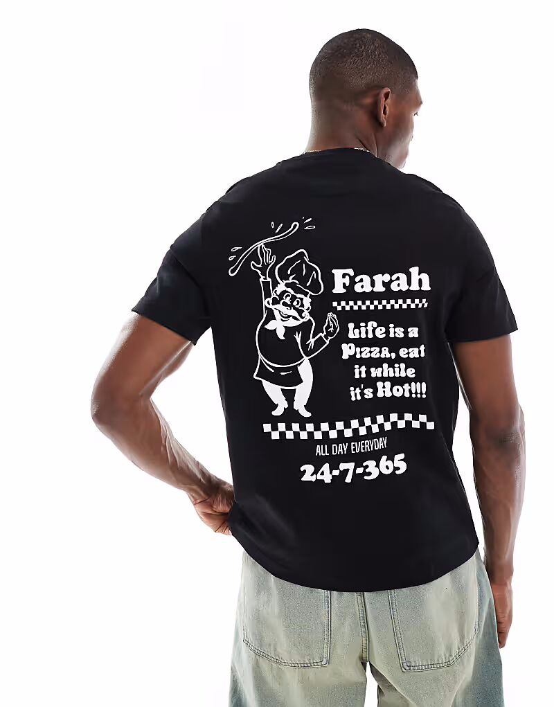 

Фарах - Повис - Футболка черного цвета с принтом на спине Farah