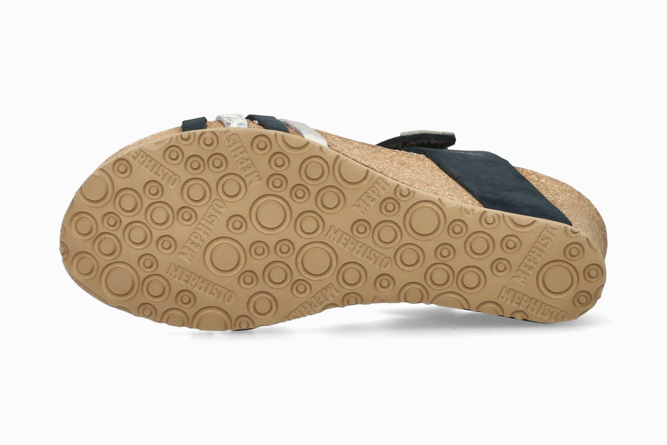 Women's Lucia Lightweight Walking Wedge Sandal In Black And White MEPHISTO — фото 4