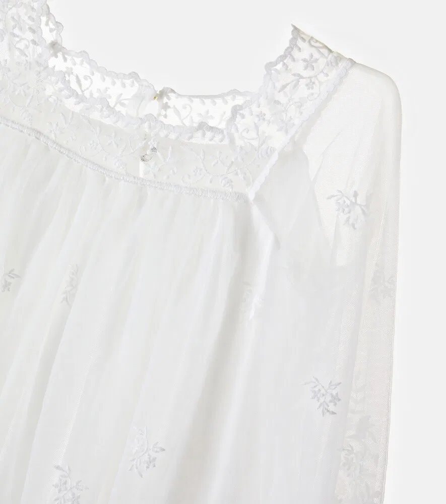 Платье из вышитого тюля Chloé Kids, белый — фото 3