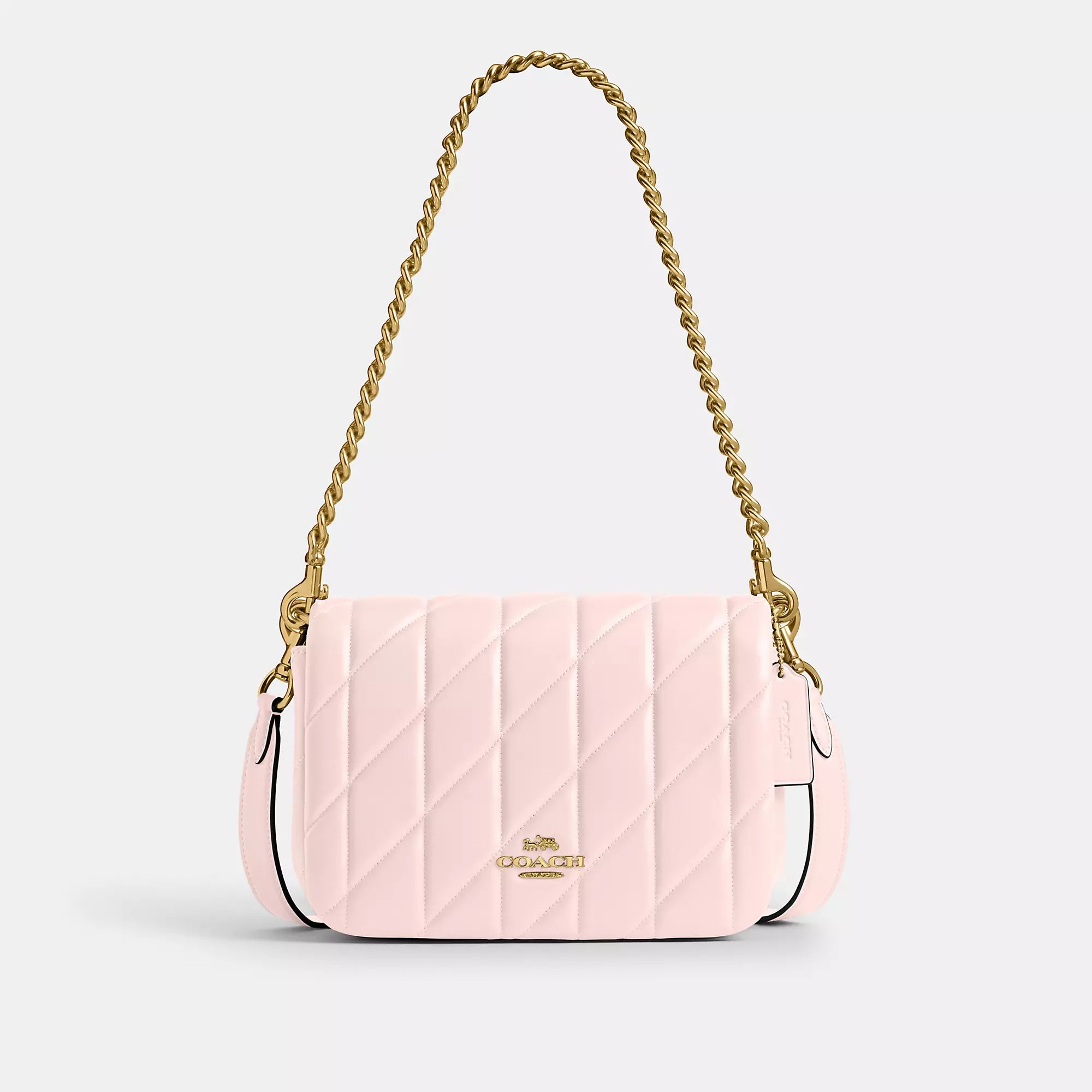 

Сумка Quinn от Coach Outlet со стежкой, цвет gold/blush