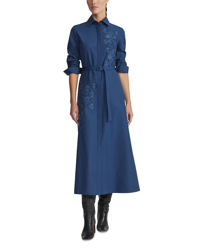 

Платье с вышивкой в стиле барокко Lafayette 148 New York, синий