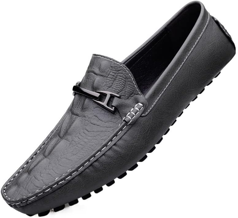 

Мужские лоферы с имитацией крокодиловой кожи, гибкая подошва, плоский каблук, удобные, противоскользящие, классические без шнурков Jiadeli, серый