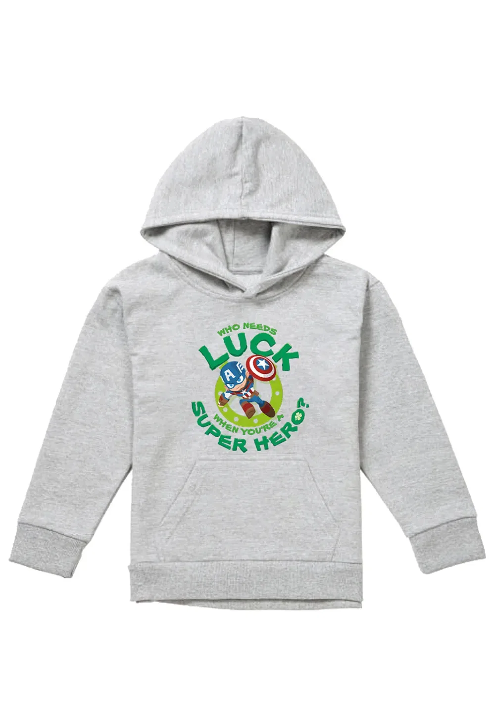 Детская худи Marvel Captain America St. Patrick's Day Athletic Heather, серый