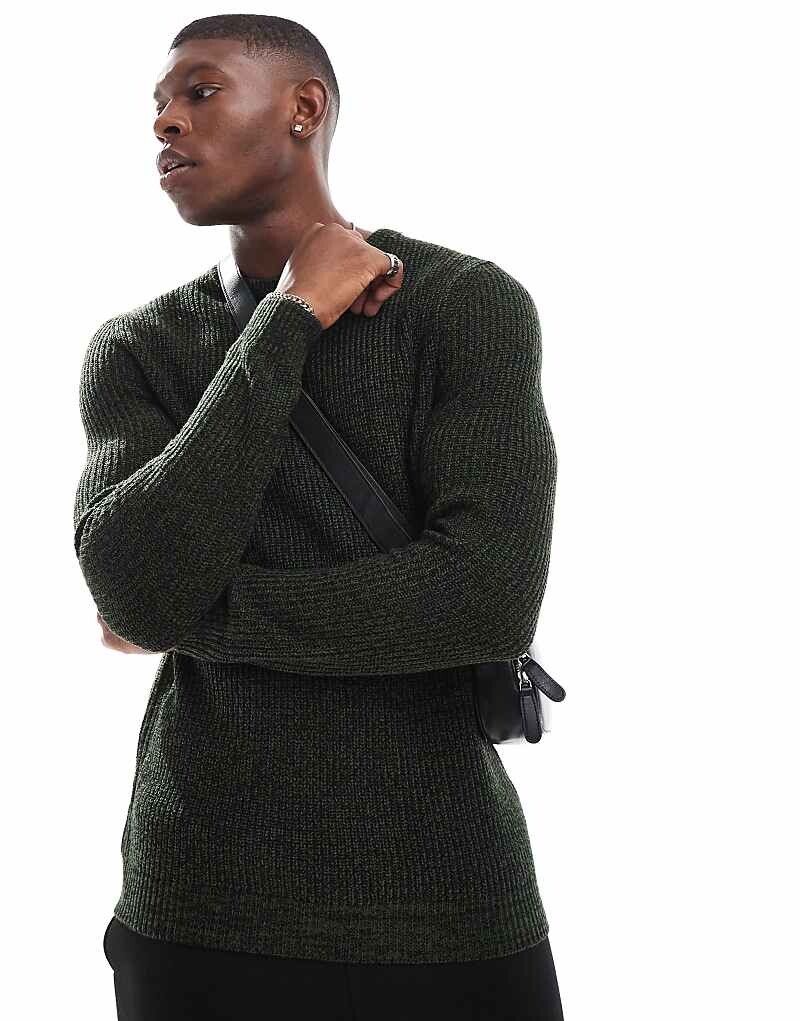 

Jack & Jones – толстый темно-зеленый свитер оверсайз из смесовой пряжи