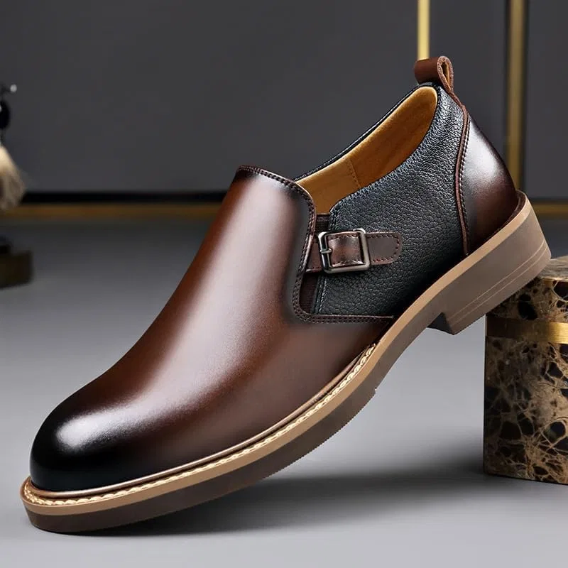 Лоферы Slip-On с боковой молнией, кожаные, коричневые DHFIRUFSHLO — фото 3