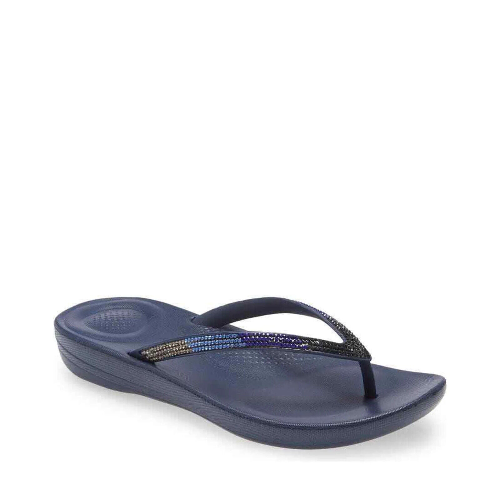 FitFlop Iqushion DG5-399 Flip Flop Sandals Women's Midnight Navy Ombre Sparkle — фото 2