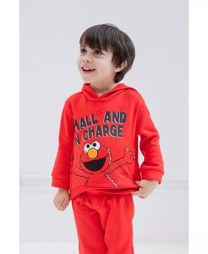 Флисовый пуловер с капюшоном и штанами Elmo Cookie Monster Boy, комплект одежды для малышей Sesame Street, красный — фото 4