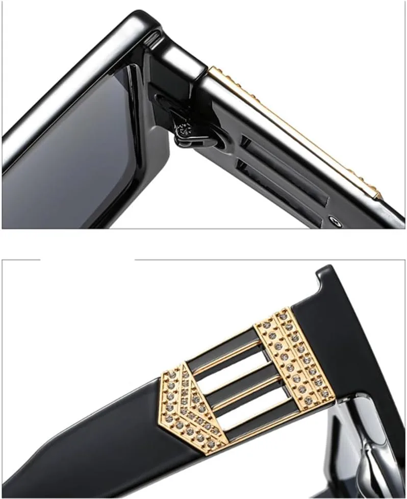 

Квадратные солнцезащитные очки 2026 для мужчин и женщин, с градиентными линзами, оправой из металлического сплава и декоративными элементами MTZJH, One Color