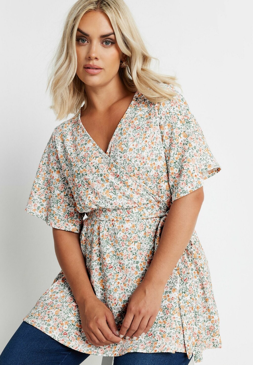 

Блуза FLORAL PRINT WRAP Yours Clothing, зеленый