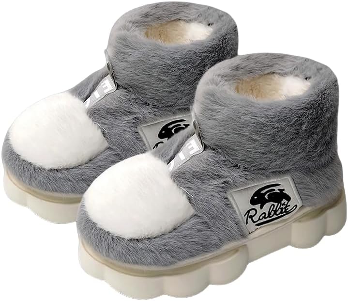 

Кроссовочные тапочки для мужчин и женщин, пушистые уютные домашние тапочки, зимние комфортные теплые тапочки для дома и улицы с противоскользящей подошвой Yslen, серый