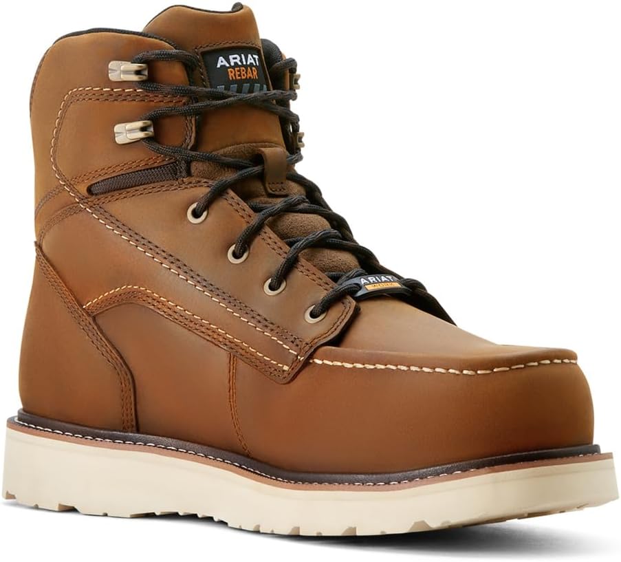 Мужские ботинки ARIAT Rebar Wedge с водонепроницаемым композитным носком и носком-мокасином, 15 см, коричневый — фото 3