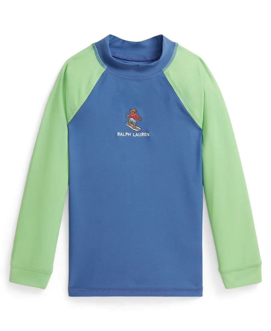 Рашгард с круглым вырезом для мальчиков 2-7 лет Polo Ralph Lauren, синий/lime — фото 4