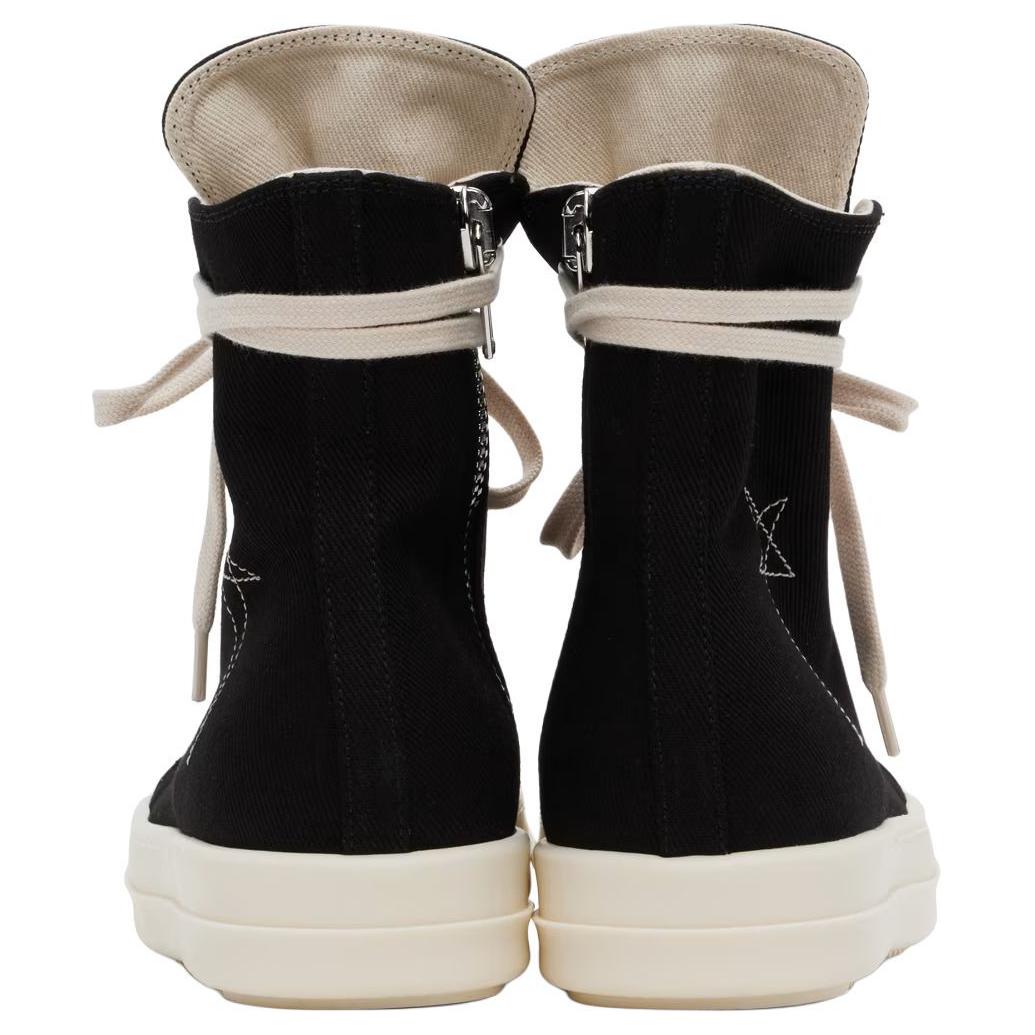 Высокие кожаные скейтерские кроссовки мужские черные Rick Owens DRKSHDW — фото 4