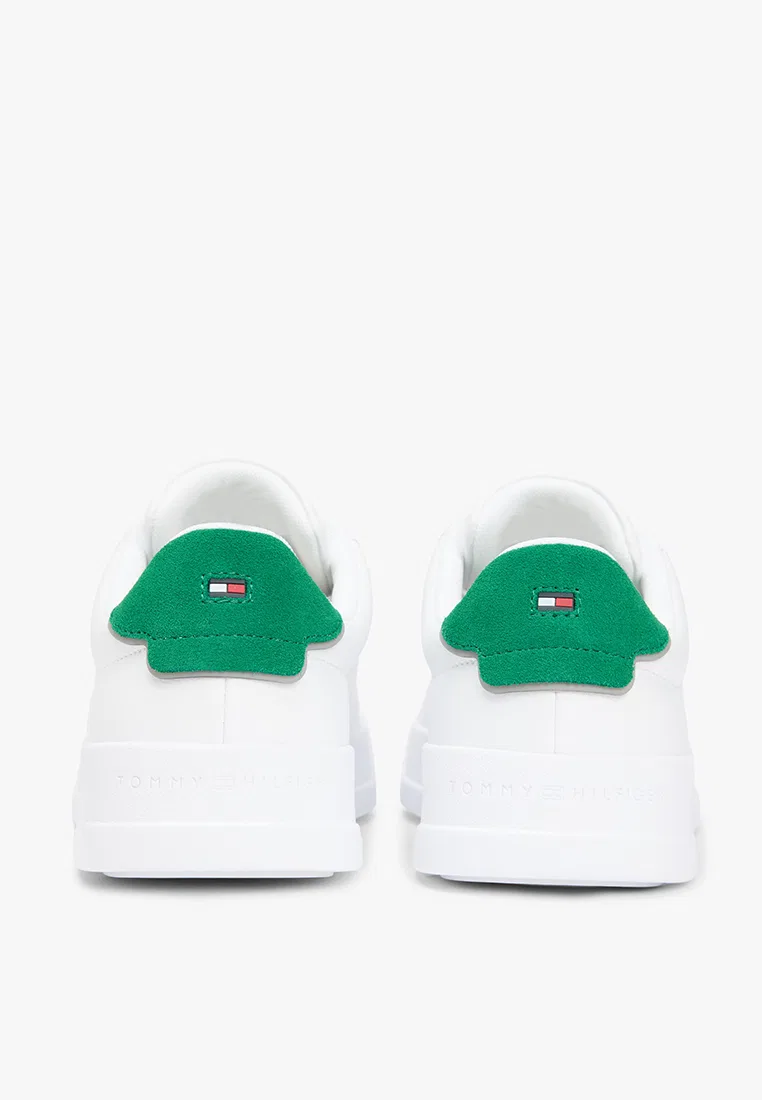 Кроссовки, кожаные, Essential, TH Mainline Tommy Hilfiger, белый/зеленый — фото 3
