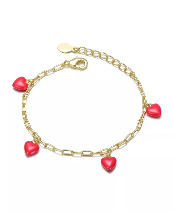 

Браслет с подвеской в виде сердца, покрытый 14-каратным золотом и красной эмалью Gigigirl, red