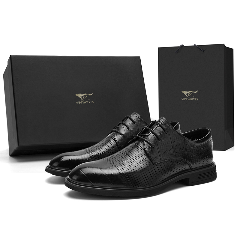 

SEPTWOLVES Мужские черные классические туфли, цвет Black (Standard Leather Shoe Size)