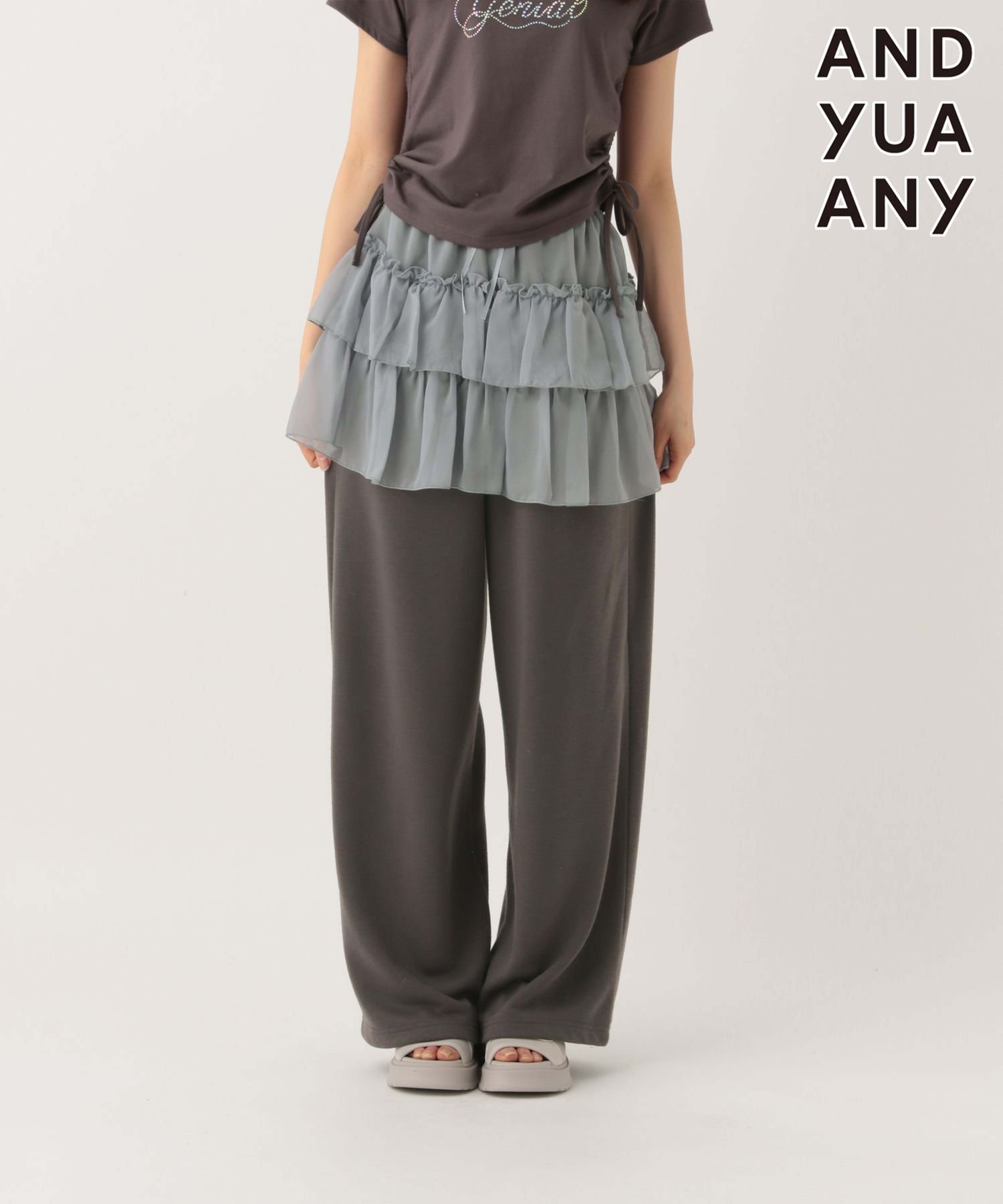 Брюки с многослойным кроем / И ЛЮБЫЕ / 147488 GLOBAL WORK, Charcoal x Blue 18