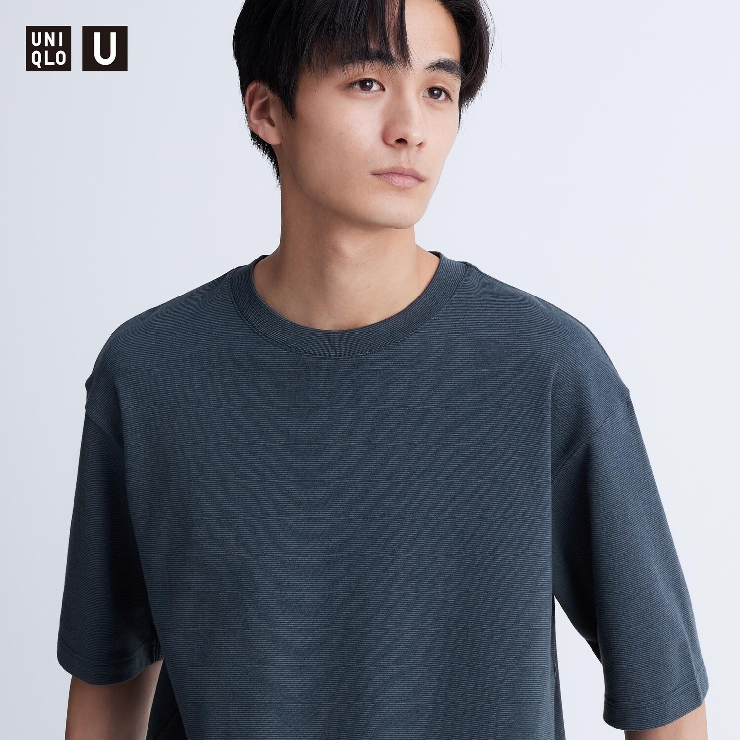 

Футболка оверсайз Uniqlo AIRism с окантовкой, синий