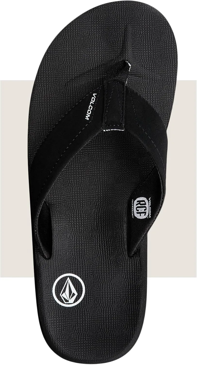 

Мужские сандалии Volcom Victor - водоотталкивающие шлепанцы с удобной стелькой из пены для отдыха, черный