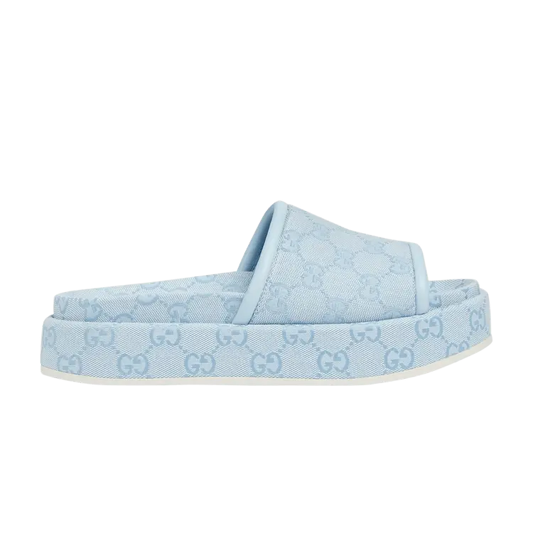 Кроссовки Gucci Wmns Platform Sandal 'Allover GG - Light Blue', синий