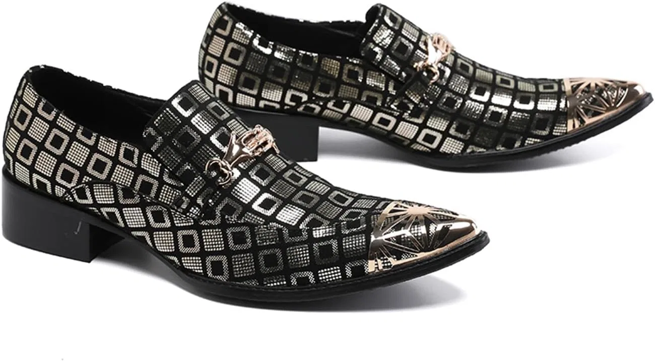 Лоферы кожаные Men's Dress Shoes Black MANYUBEI — фото 4
