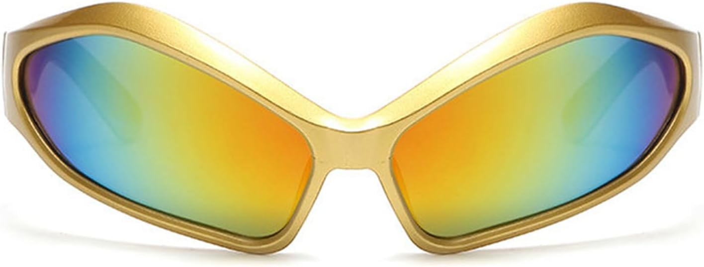 

Willochra Модные нестандартные панк-солнцезащитные очки для женщин и мужчин, для занятий спортом на открытом воздухе, велоспорта, солнцезащитные очки UV400, Y2K, хип-хоп, Gold