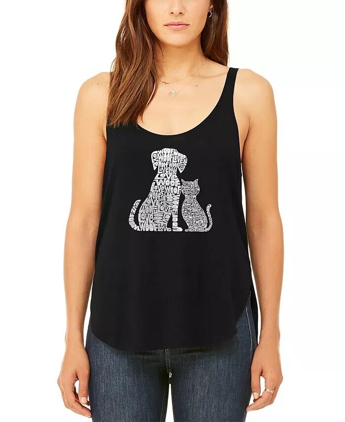 

Женская майка премиум-класса Word Art Flowy Dogs and Cats LA Pop Art, черный