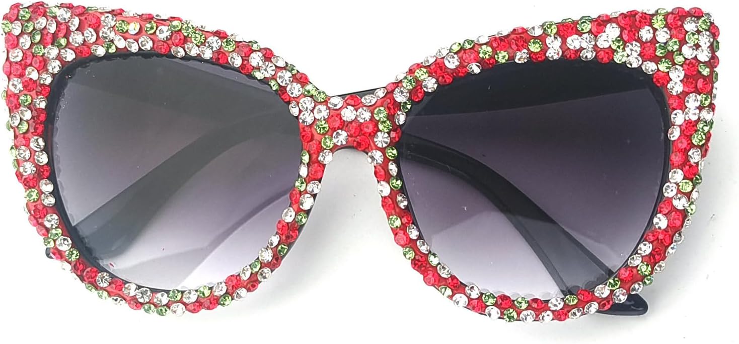 

Солнцезащитные очки Willochra в винтажном стиле «кошачий глаз» со стразами, женские круглые солнцезащитные очки с кристаллами, модные блестящие очки с бриллиантами, Black Red