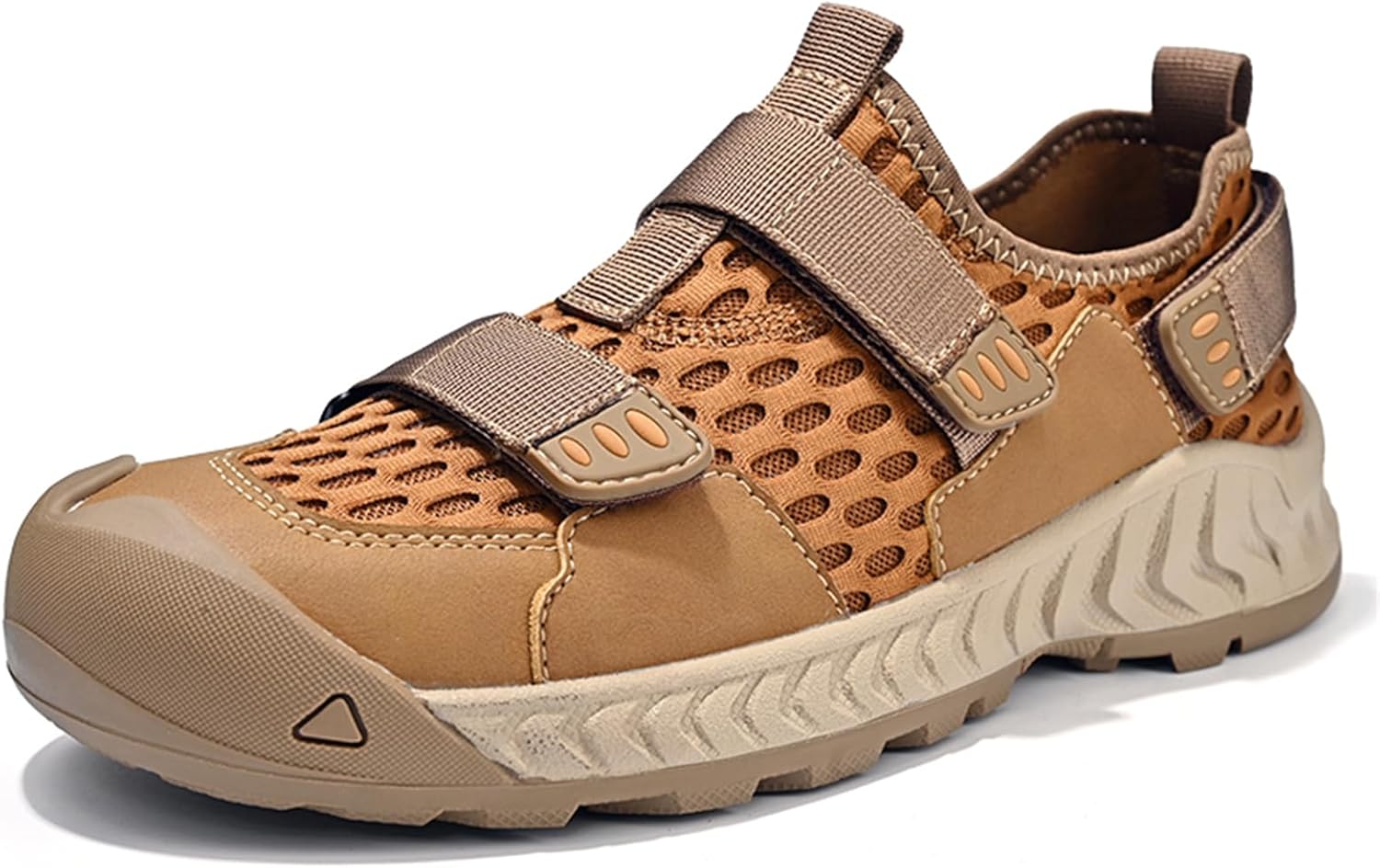 

Мужские сандалии для улицы, противоскользящие, для походов и прогулок, кожаные, с сеткой, дышащие мужские кроссовки Abborora, коричневый