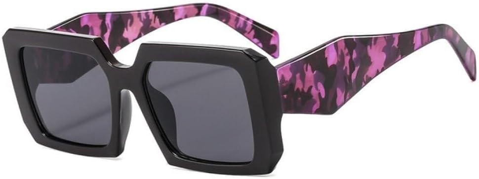 

Модные квадратные солнцезащитные очки для женщин и мужчин в стиле ретро, ​​крупная оправа, роскошные солнцезащитные очки, трендовые оттенки, защита от УФ-излучения UV400 для женщин LXLHWN, Black Purple