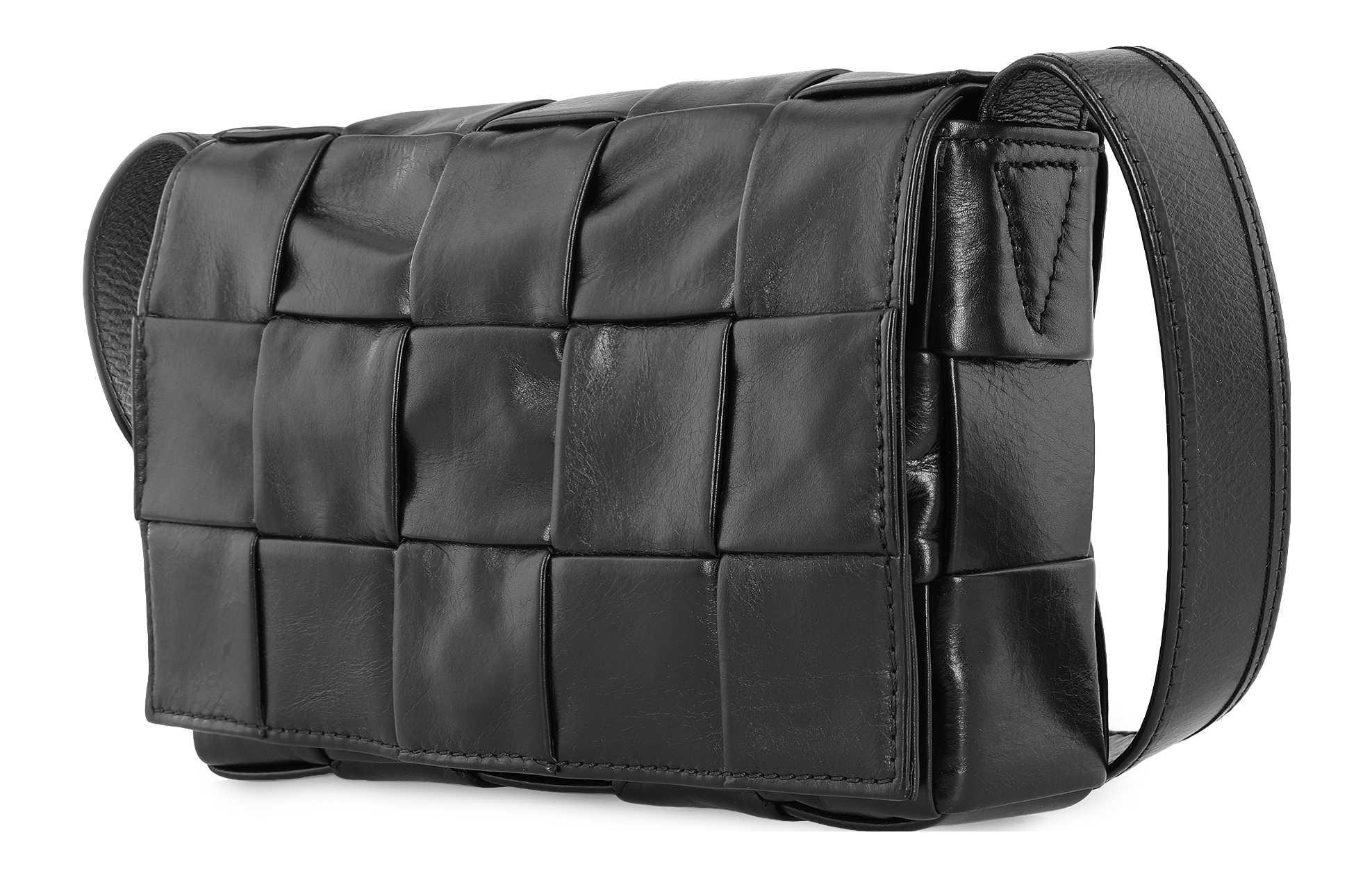 Сумка кросс-боди Cassette Intreccio малая черная Bottega Veneta — фото 2