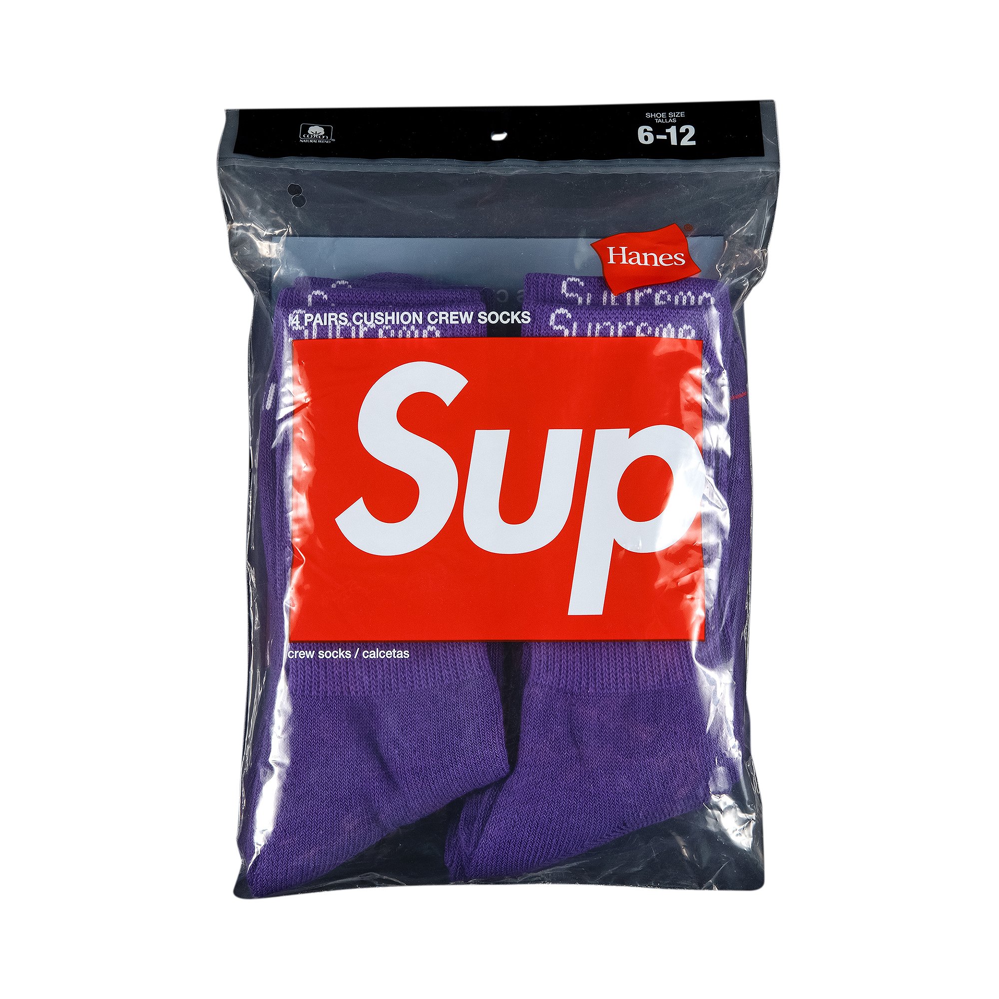 

Носки Supreme x Hanes Crew (4 шт.), фиолетовые