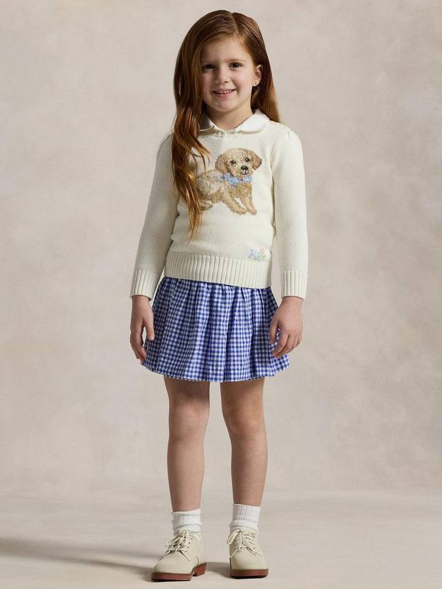 

Детский поло шорты-юбка из льна и хлопка Ralph Lauren, Royal/White