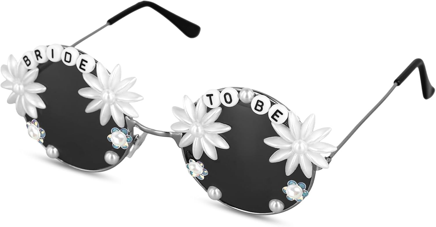 

Солнцезащитные очки для невесты на девичник, винтажные солнцезащитные очки с цветком ромашки, жемчужные очки для невесты — аксессуары для девичника, сувениры и подарки для вечеринки PEUTIER, white