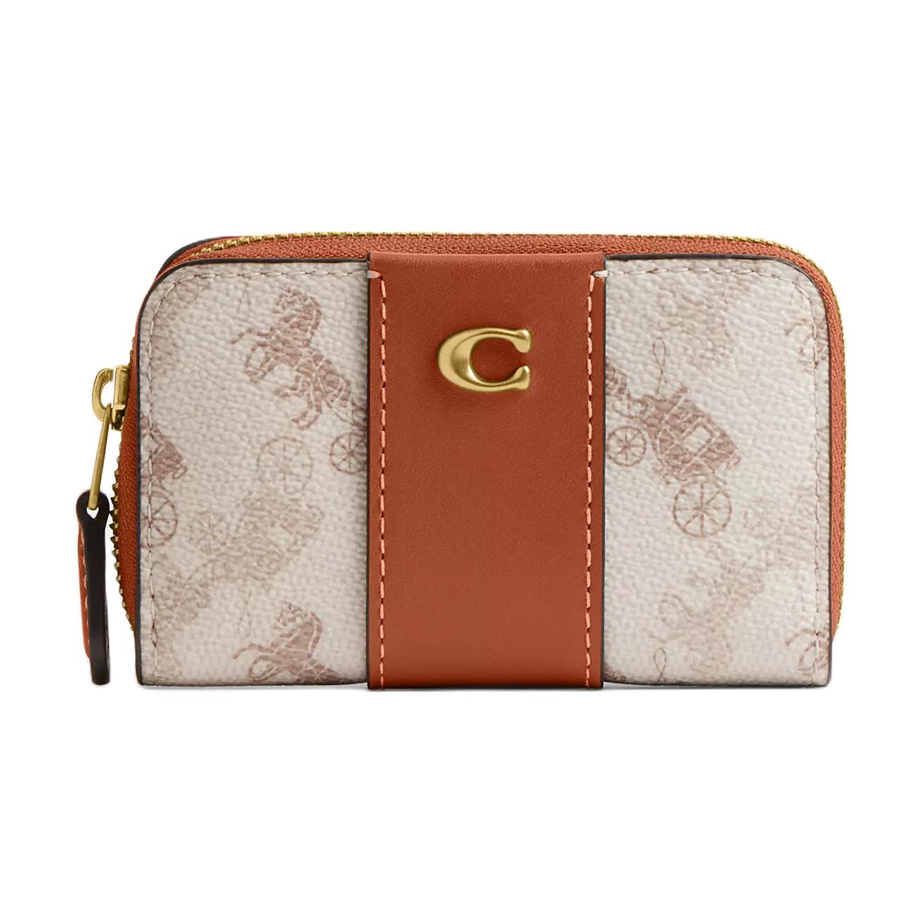 

COACH Незаменимый картхолдер из прочного текстиля с кожаными вставками, Brass & Taupe