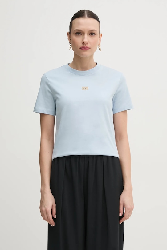 

Хлопковая футболка Calvin Klein Jeans, синий