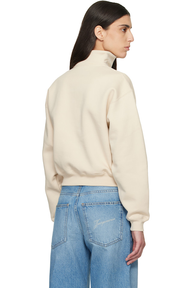 Бежевая толстовка Jacquemus с воротником-стойкой и молнией — фото 3