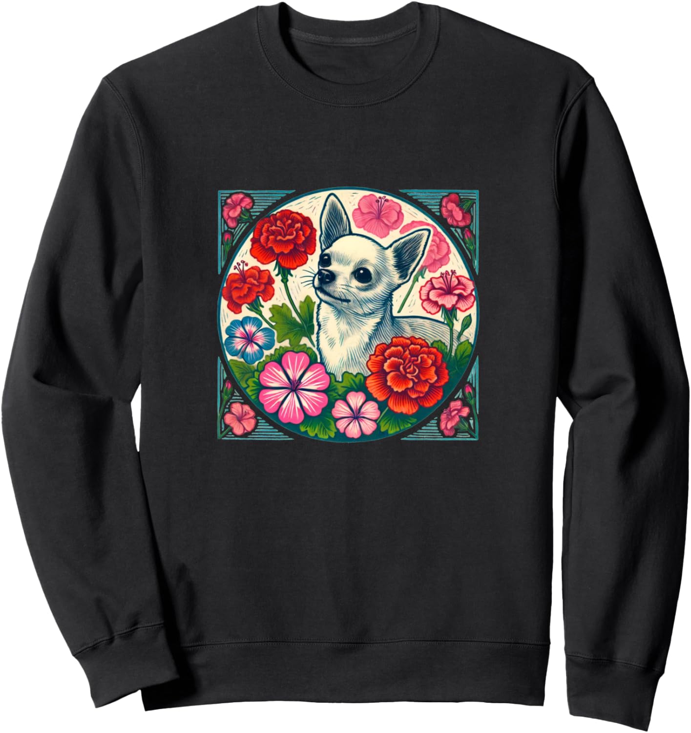 

Толстовка с изображением чихуахуа и герани Chihuahuas Flowers Snugg, черный