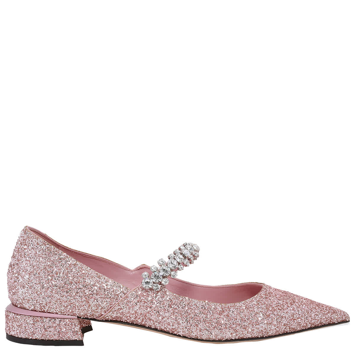 Джимми Чу Бинг Глиттер Кристал-Страп Балетки Jimmy Choo, розовый
