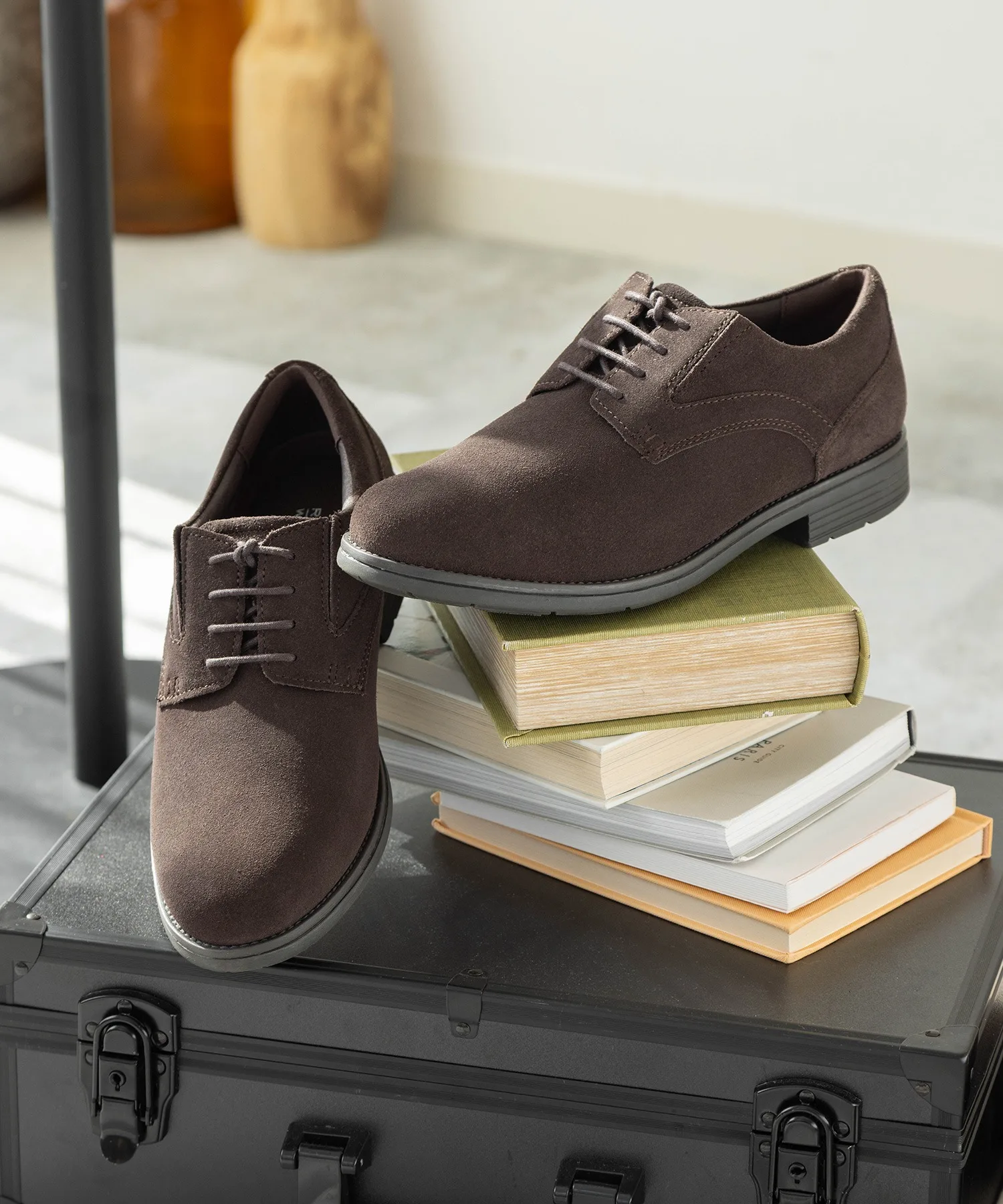 Мужские классические туфли водонепроницаемые Plain Toe ROCKPORT темно-коричневые