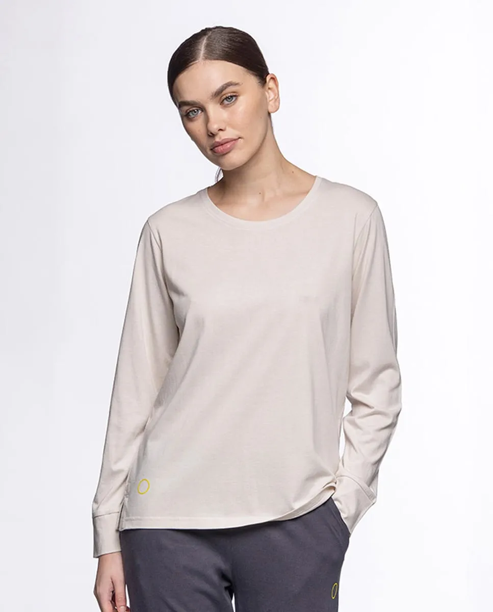 

Женская домашняя футболка из вискозы, хлопка и модала с длинным рукавом Punto Blanco, бежевый