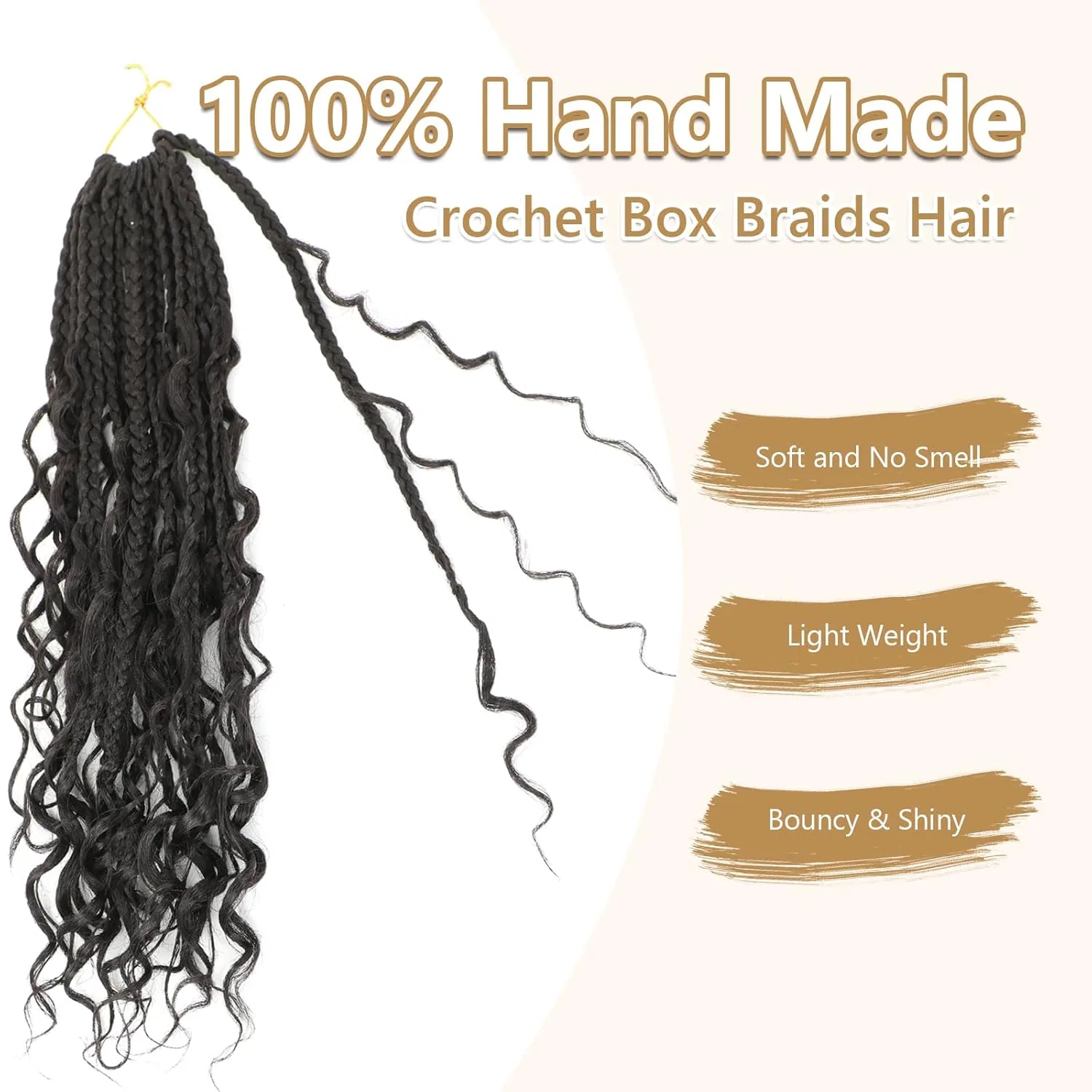 Набор из 8 упаковок синтетических волос для плетения косичек 45.7 см Firstcyh Hair, 1B — фото 4
