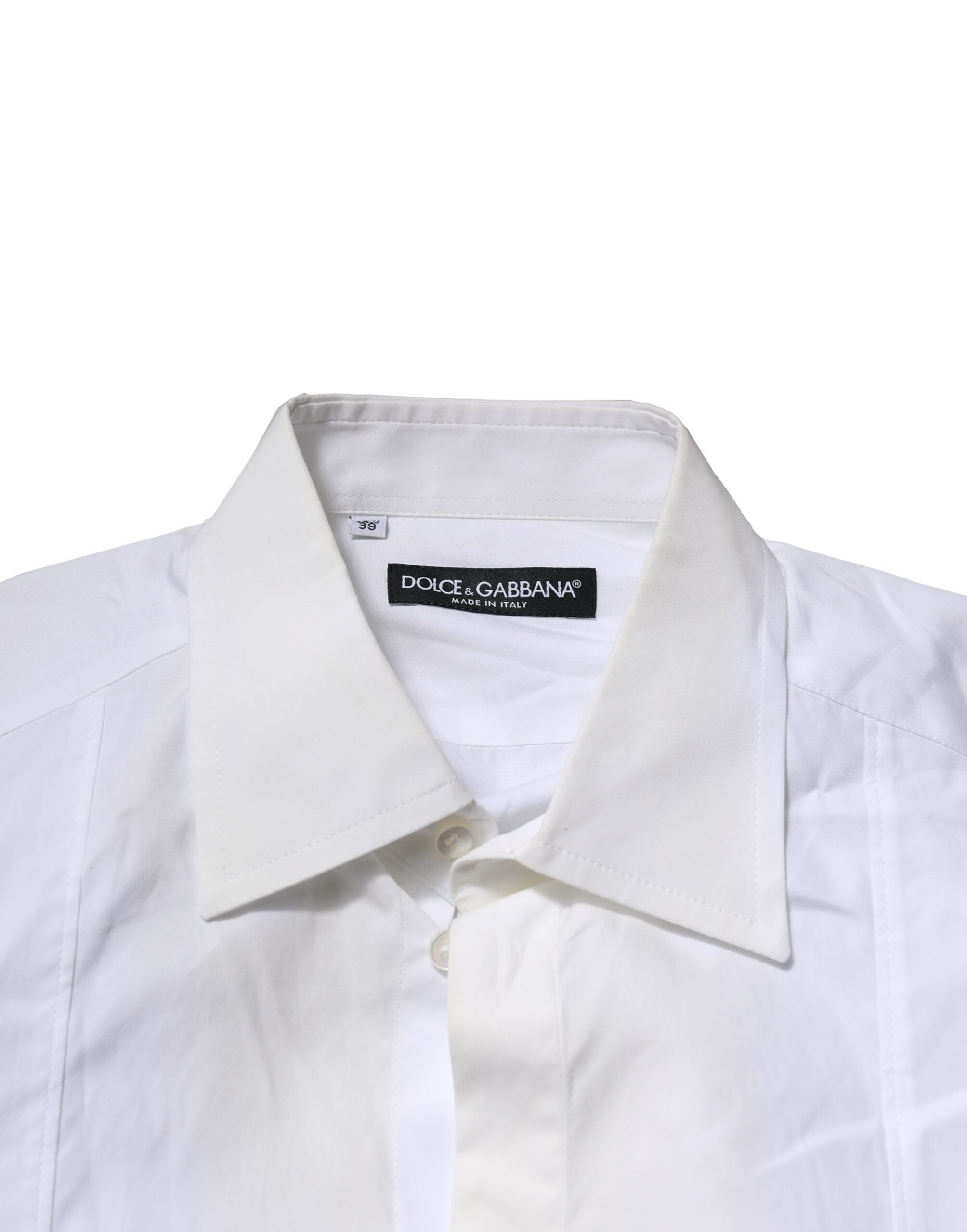 Белая рубашка из поплина и хлопка для мужчин Dolce & Gabbana, White — фото 4