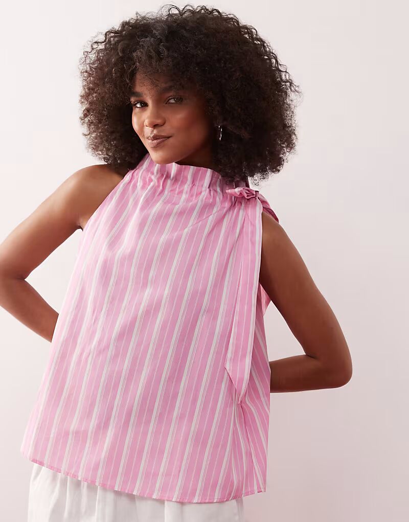 

Восстановленный винтажный топ с галстуком в розовую полоску Reclaimed Vintage