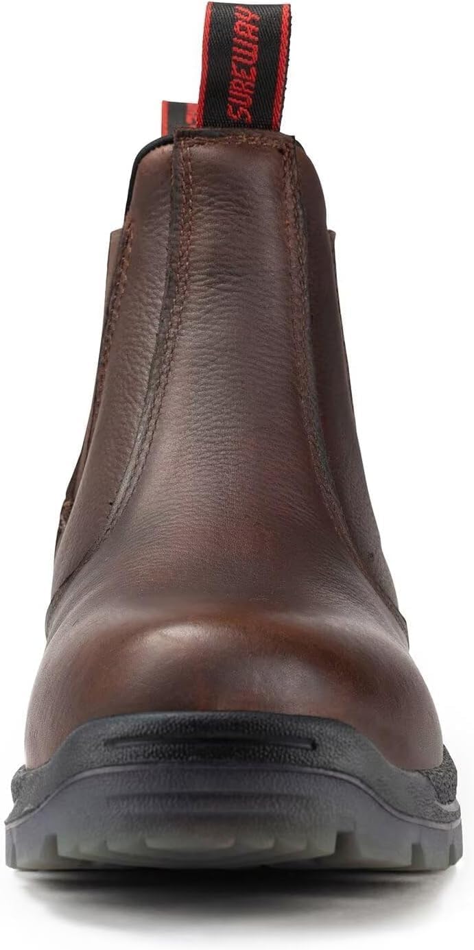 Мужские сапоги SUREWAY Slip-On, из цельной кожи, антистатические, водо- и противоскользящие, для пожарных, механиков, промышленного и строительного использования, коричневый — фото 4