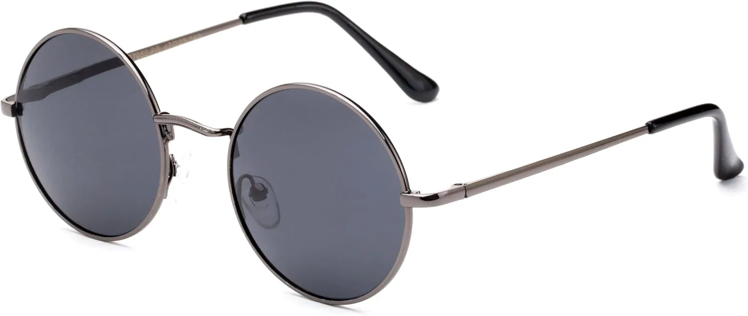 

Круглые ретро-солнцезащитные очки Джона Леннона с прозрачными линзами. Винтажные круглые солнцезащитные очки Newbee Fashion, 2 Pack - Brown & Gunmetal/Smoke