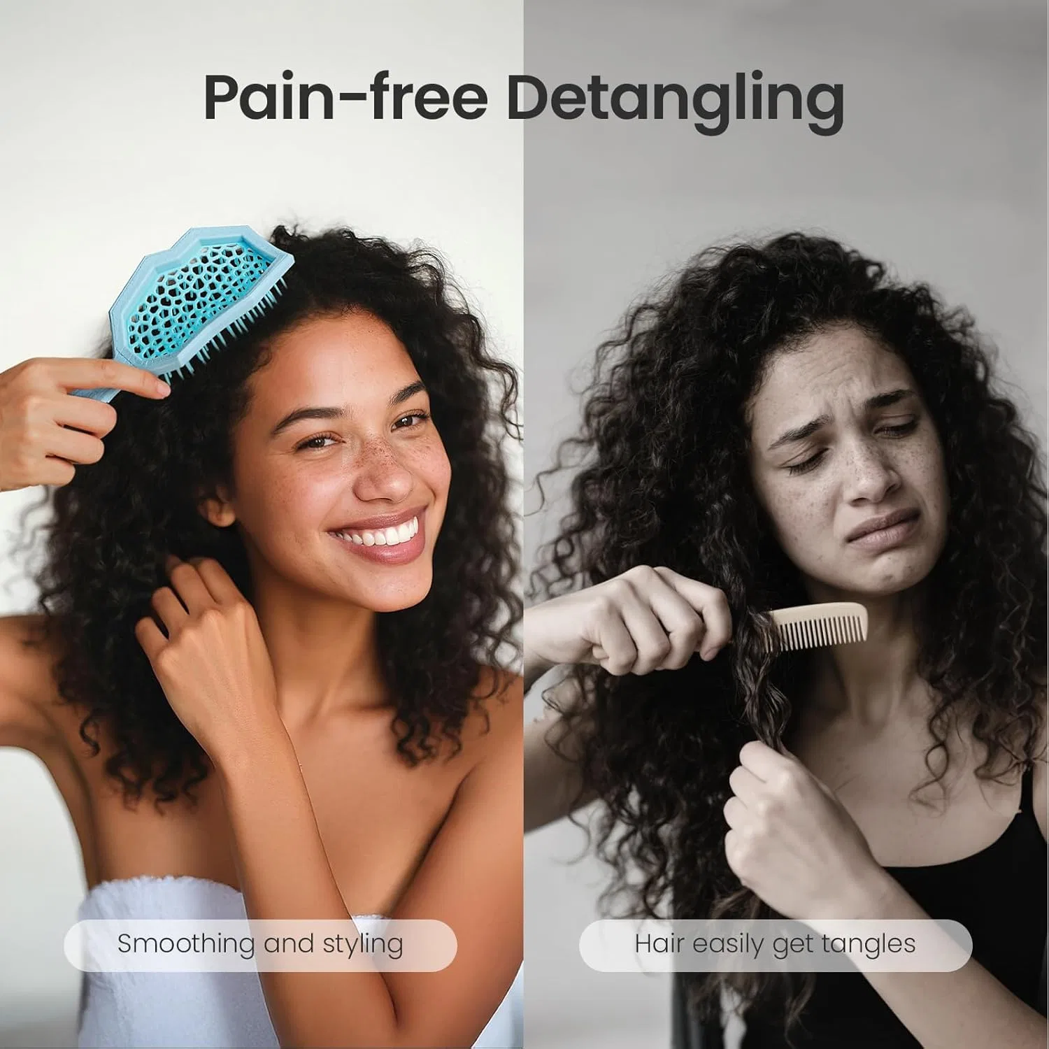 Расческа для распутывания волос «Glacier Detangling Brush» от AIMIKE Aimike, Blue — фото 4