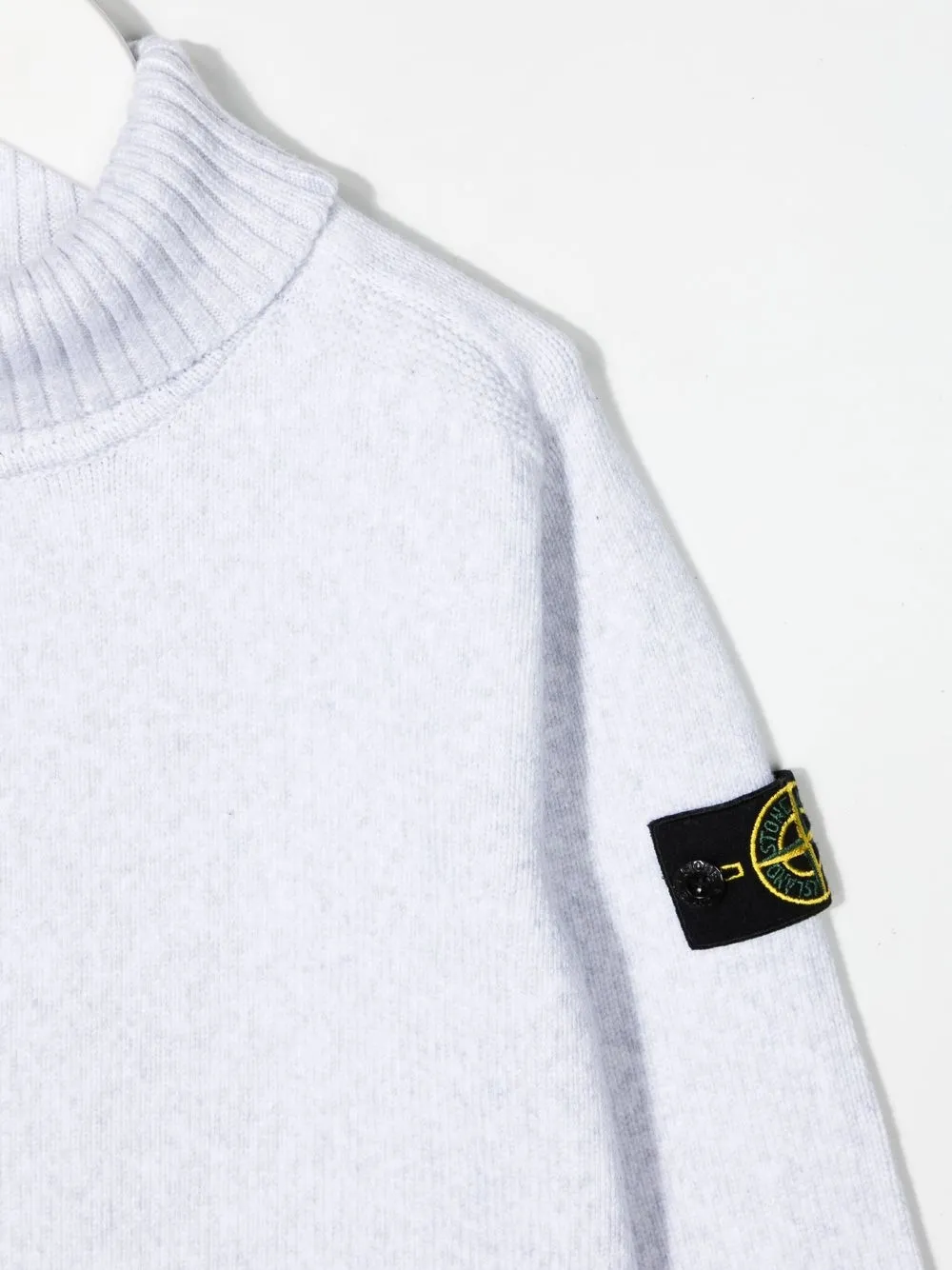 Джемпер с высоким воротником и нашивкой Compass Stone Island Junior, серый — фото 3